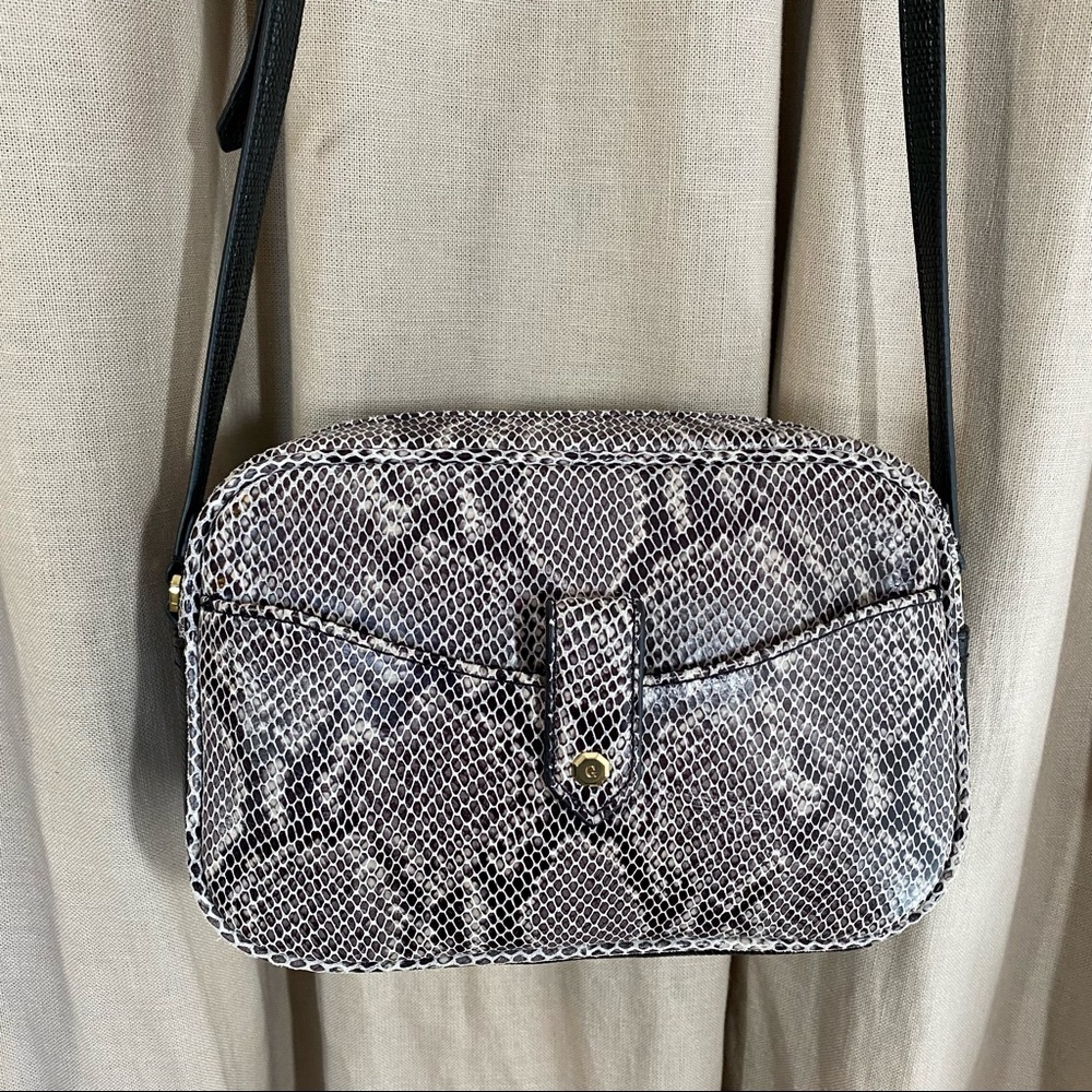 G.I.L.I. Python Print Leather Crossbody - image 3